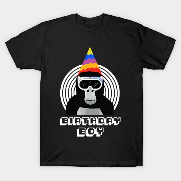 Gorilla Tag Birthday Boy VR Gamer Gift for Kids Teen T-Shirt by CesarHerrera